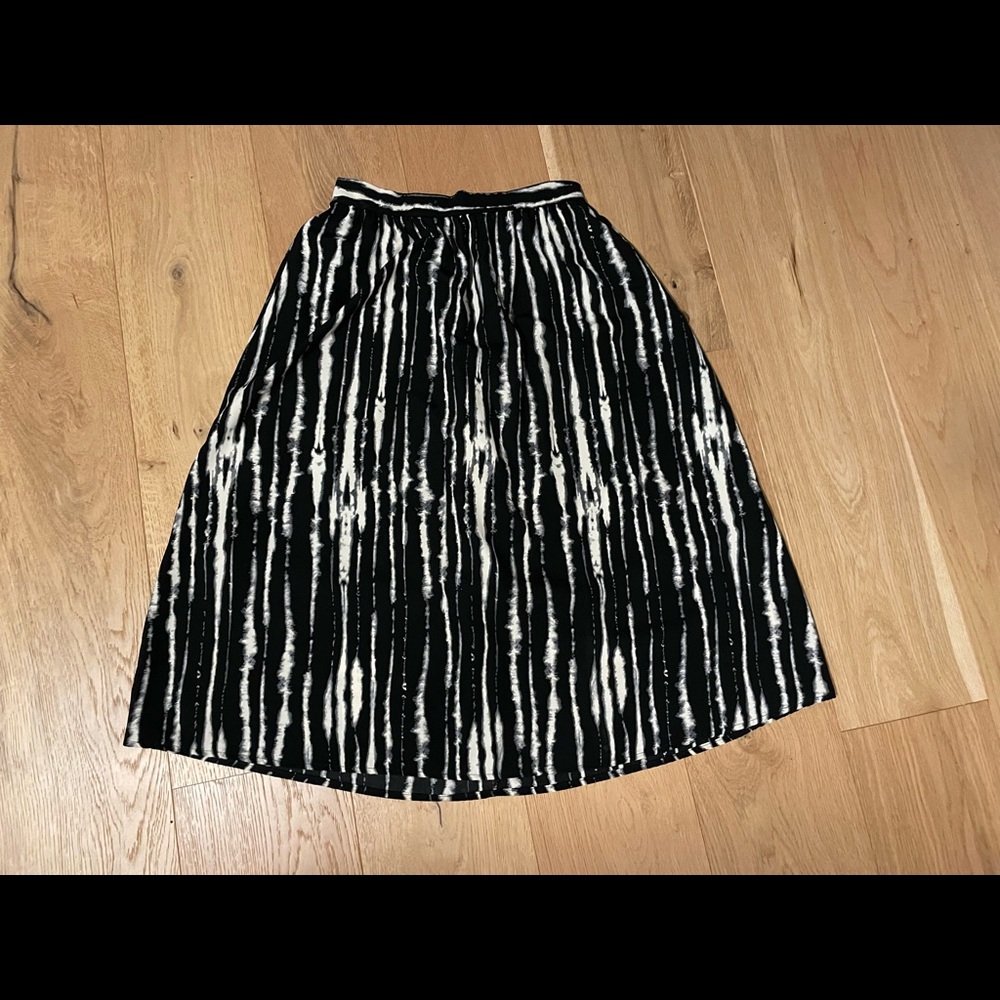 Painted Threads Black and White Zebra Striped Midi Skirt